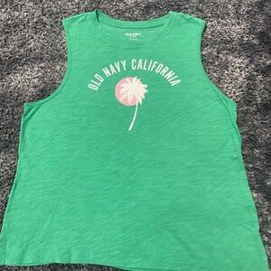 Old Navy Green Tank Top with Palm Graphic